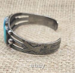 Navajo Sterling Silver & Turquoise Cuff Bracelet 27G Vintage Native American