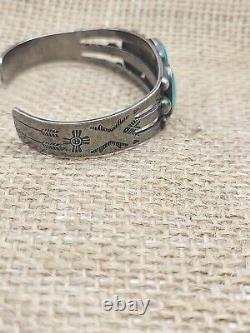 Navajo Sterling Silver & Turquoise Cuff Bracelet 27G Vintage Native American