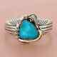 Navajo sterling silver vintage c draper turquoise feather cuff bracelet 6.5in