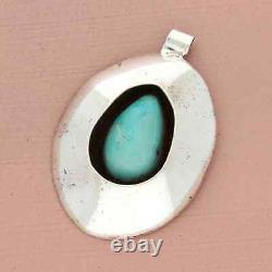 Navajo sterling silver vintage shadow-box turquoise pendant