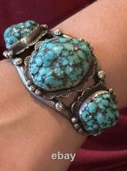 Spectacular Vintage Calvin Desson Navajo Stormy Mountainturquoise & 925 Cuff