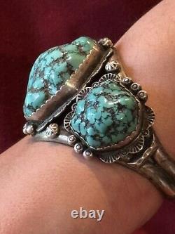 Spectacular Vintage Calvin Desson Navajo Stormy Mountainturquoise & 925 Cuff