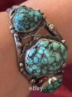 Spectacular Vintage Calvin Desson Navajo Stormy Mountainturquoise & 925 Cuff