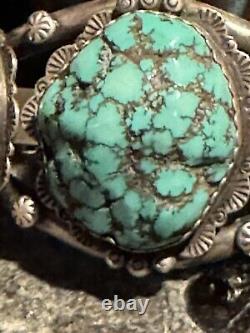 Spectacular Vintage Calvin Desson Navajo Stormy Mountainturquoise & 925 Cuff