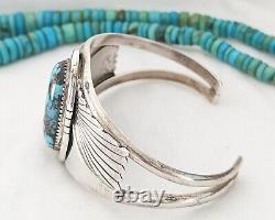 Spiderweb Turquoise GORGEOUS Vintage Navajo Sterling Silver Cuff Size 7 wrist