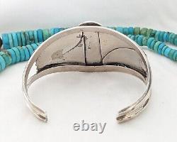 Spiderweb Turquoise GORGEOUS Vintage Navajo Sterling Silver Cuff Size 7 wrist