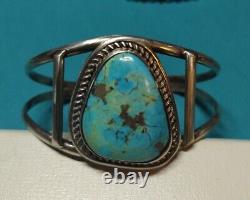 VINTAGE STERLING SILVER NAVAJO ROYSTON TURQUOISE CUFF 30.6 Grams