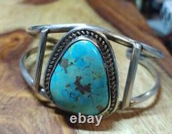 VINTAGE STERLING SILVER NAVAJO ROYSTON TURQUOISE CUFF 30.6 Grams