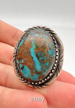 Vintage 1.5 Navajo Sterling Silver Natural Bisbee Turquoise Ring 33.5g