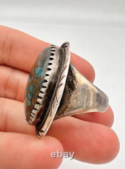 Vintage 1.5 Navajo Sterling Silver Natural Bisbee Turquoise Ring 33.5g