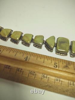 Vintage Calvin Peterson Navajo Sterling Silver Turquoise Panel Link Bracelet
