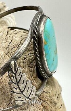 Vintage Fred Harvey Era Navajo Native American Sterling Turquoise Cuff Bracelet