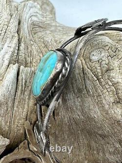 Vintage Fred Harvey Era Navajo Native American Sterling Turquoise Cuff Bracelet