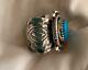 Vintage Handmade Sterling Native Navajo Turquoise Ring Sz 7.5 Weighs 13 GRAMS