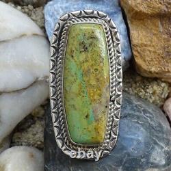 Vintage Harry H. Spencer Navajo Green Turquoise Ring Size 9.25 Sterling Handmade