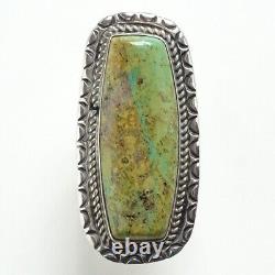 Vintage Harry H. Spencer Navajo Green Turquoise Ring Size 9.25 Sterling Handmade