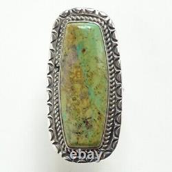 Vintage Harry H. Spencer Navajo Green Turquoise Ring Size 9.25 Sterling Handmade