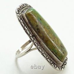 Vintage Harry H. Spencer Navajo Green Turquoise Ring Size 9.25 Sterling Handmade