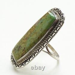 Vintage Harry H. Spencer Navajo Green Turquoise Ring Size 9.25 Sterling Handmade