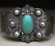 Vintage Harvey Era Navajo Native American Sterling Silver Turquoise Bracelet