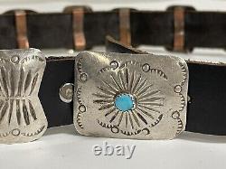 Vintage JH Jimmy Herald American Navajo Sterling & Turquoise Concho Hat Band 29
