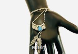 Vintage NAVAHO NATURAL BLUE TURQUOISE Sterling Silver Necklace