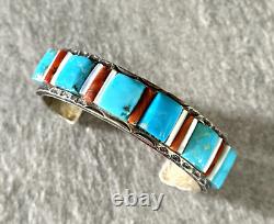 Vintage Native American Navajo Cobblestone Turquoise, multi stone silver Bracelet