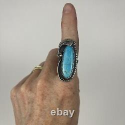 Vintage Native American Navajo Sterling Silver Navajo Turquoise Ring Size 7