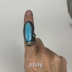 Vintage Native American Navajo Sterling Silver Navajo Turquoise Ring Size 7