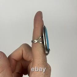 Vintage Native American Navajo Sterling Silver Navajo Turquoise Ring Size 7