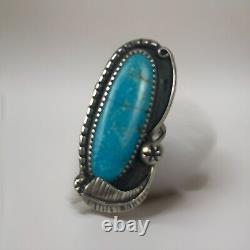 Vintage Native American Navajo Sterling Silver Navajo Turquoise Ring Size 7