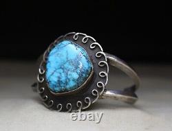 Vintage Native American Navajo Sterling Silver Turquoise Cuff Bracelet