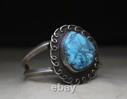 Vintage Native American Navajo Sterling Silver Turquoise Cuff Bracelet