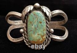 Vintage Native American Navajo Turquoise RF Sterling silver Cuff Bracelet UNISX