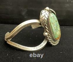 Vintage Native American Navajo Turquoise RF Sterling silver Cuff Bracelet UNISX