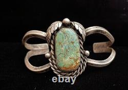 Vintage Native American Navajo Turquoise RF Sterling silver Cuff Bracelet UNISX