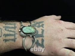 Vintage Native American Navajo Turquoise RF Sterling silver Cuff Bracelet UNISX