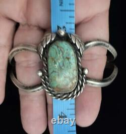 Vintage Native American Navajo Turquoise RF Sterling silver Cuff Bracelet UNISX