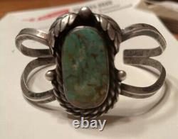 Vintage Native American Navajo Turquoise RF Sterling silver Cuff Bracelet UNISX