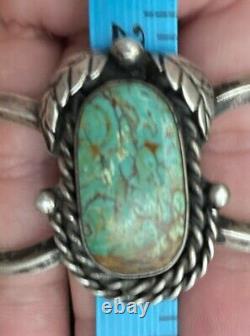 Vintage Native American Navajo Turquoise RF Sterling silver Cuff Bracelet UNISX