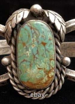 Vintage Native American Navajo Turquoise RF Sterling silver Cuff Bracelet UNISX