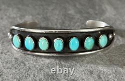 Vintage Native American Navajo Turquoise ROW Sterling silver Bracelet