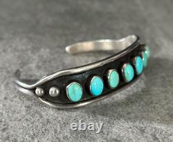 Vintage Native American Navajo Turquoise ROW Sterling silver Bracelet
