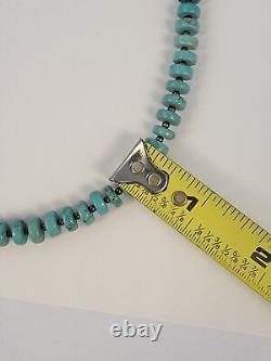 Vintage Native American Navajo Turquoise Silver Clasp Heishi Royston Necklace 20
