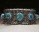 Vintage Native American Navajo Turquoise Sterling Cuff Bracelet Fannie Platero