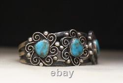 Vintage Native American Navajo Turquoise Sterling Silver Cuff Bracelet