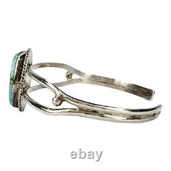 Vintage Native American Sterling Silver Navajo Two Wire Turquoise Bracelet