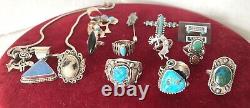 Vintage Native American Sterling Silver and Turquoise Jewelry Lot