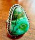 Vintage Native American Sterling Silver with Large Turquoise Stone Ring Size 7