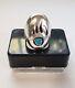 Vintage Native Americn Navajo Turquoise Sterling Silver Bear Paw / Claw Ring
